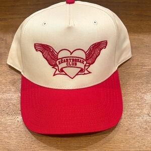 Free People Red and Cream Heartbreak Club Hat